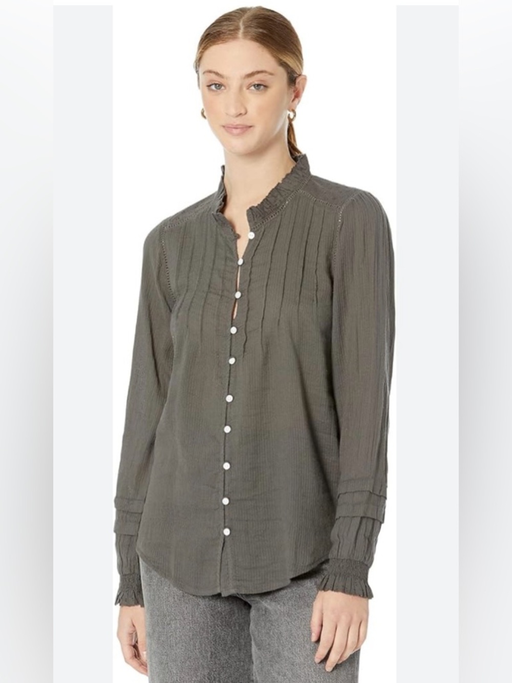 Faherty Gray Relaxed Fit boho
Button Down Shirt 
organic cotton